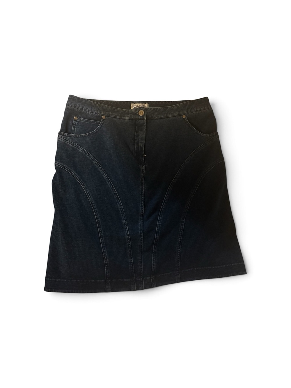 CHANEL DARK BLUE VINTAGE DENIM SKIRT